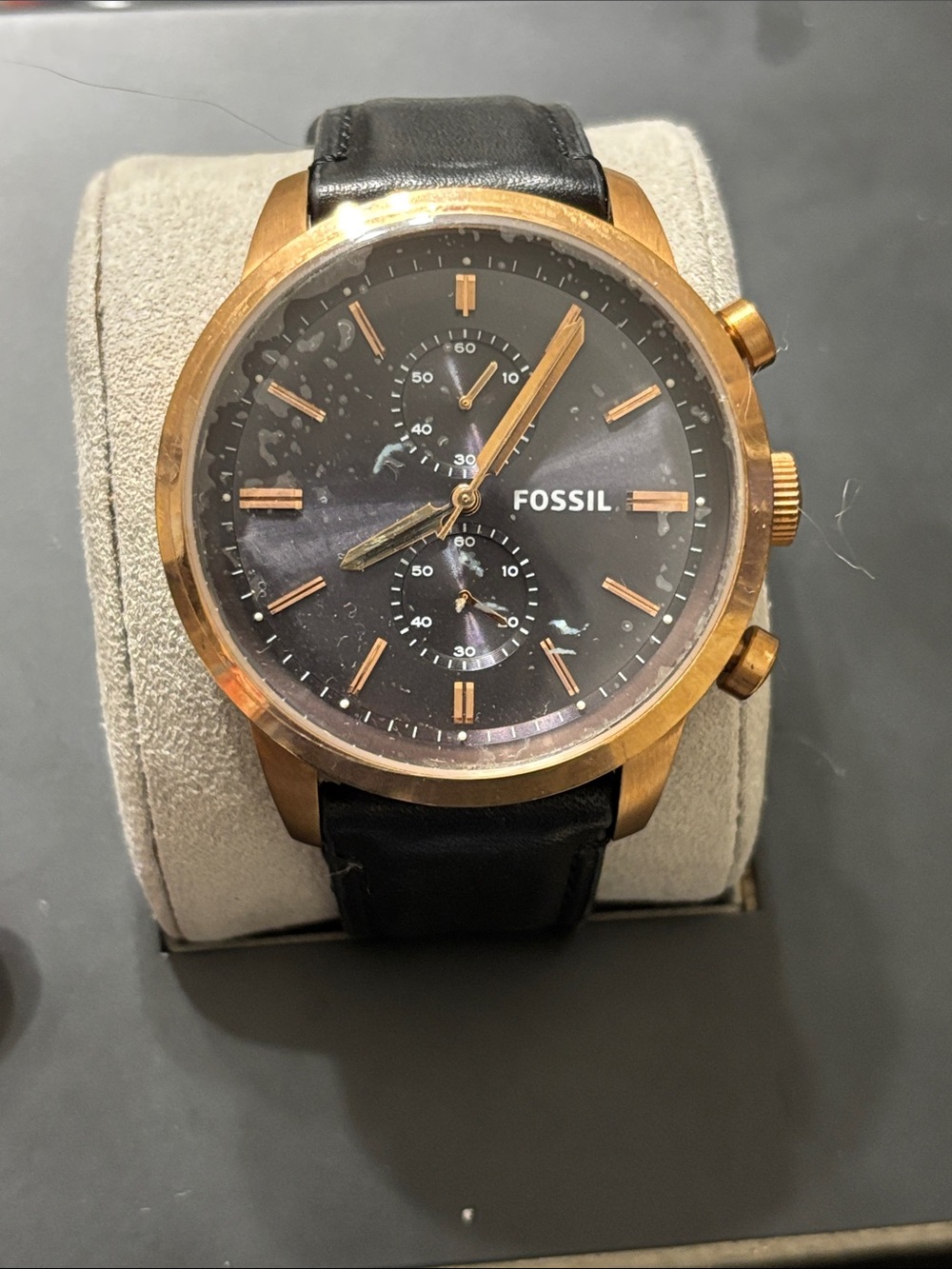 Fossil Rose Gold-Tone Case Black Dial Men's Chronograph Watch